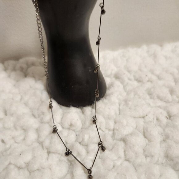 Delicate Black Costume Necklace – Smoky Black Beads, 16” Chain - Picture 5 of 10